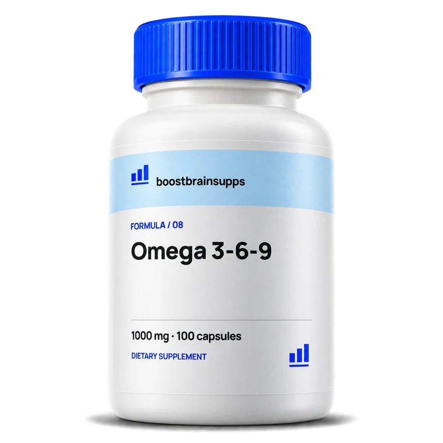 boostbrainsupps Omega 3-6-9 1000mg concept packaging visualization